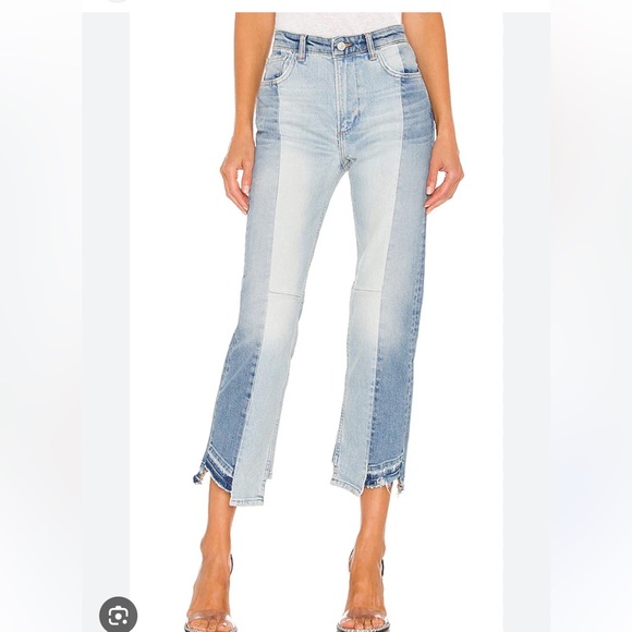 All Saints Denim - All Saints Kim TwoTone Light and Dark Blue Cropped Jeans